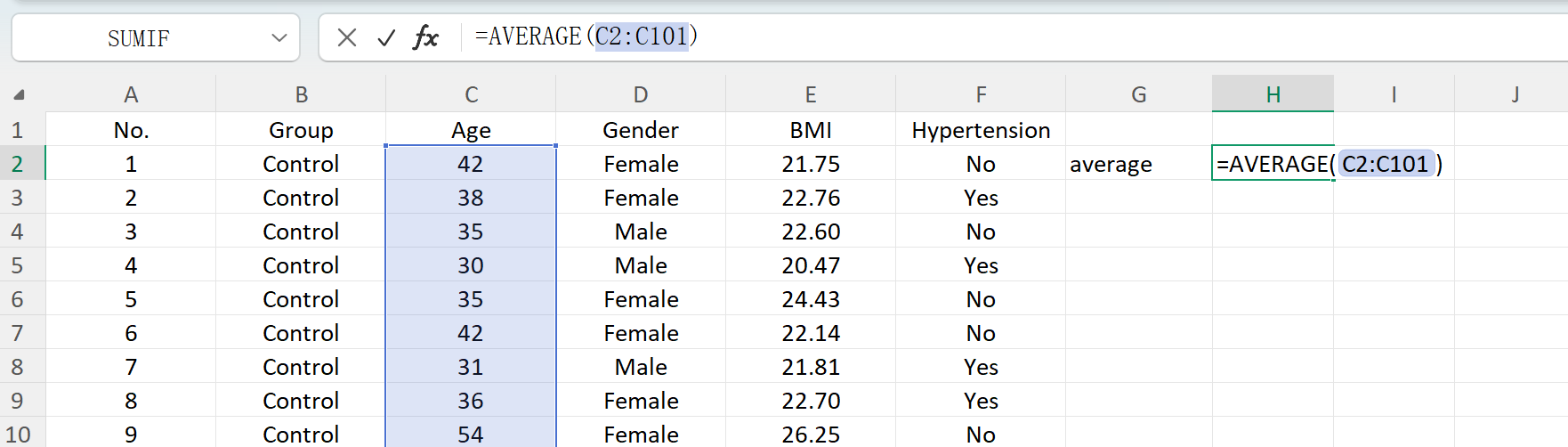 Figure: User Interface / Operations for Calculating Mean