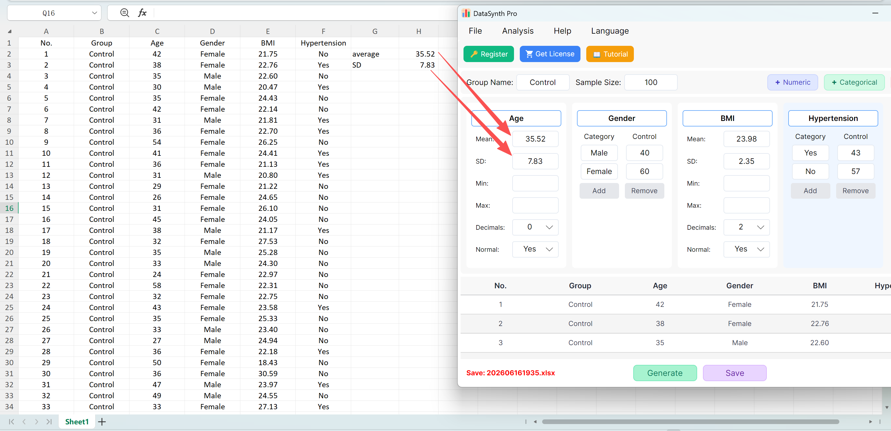 Figure: User Interface with Calculation Results Identical to Initial Settings